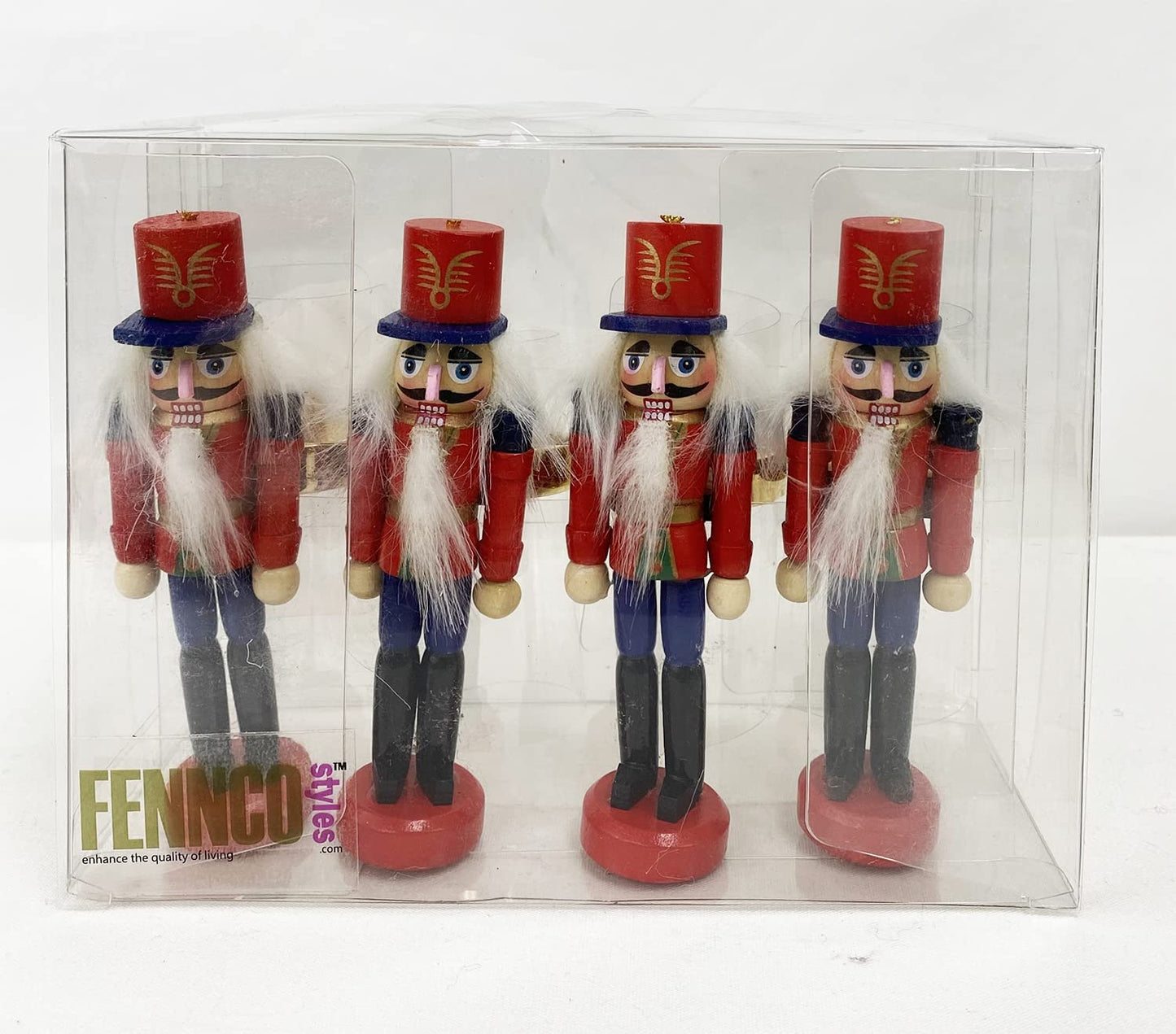 Fennco Styles Handmade Wooden Nutcracker Decorative Napkin Rings, Set of 4 - Festive Soldier Napkin Holders for Dining Table, Christmas, Holidays Décor and Special Occasions