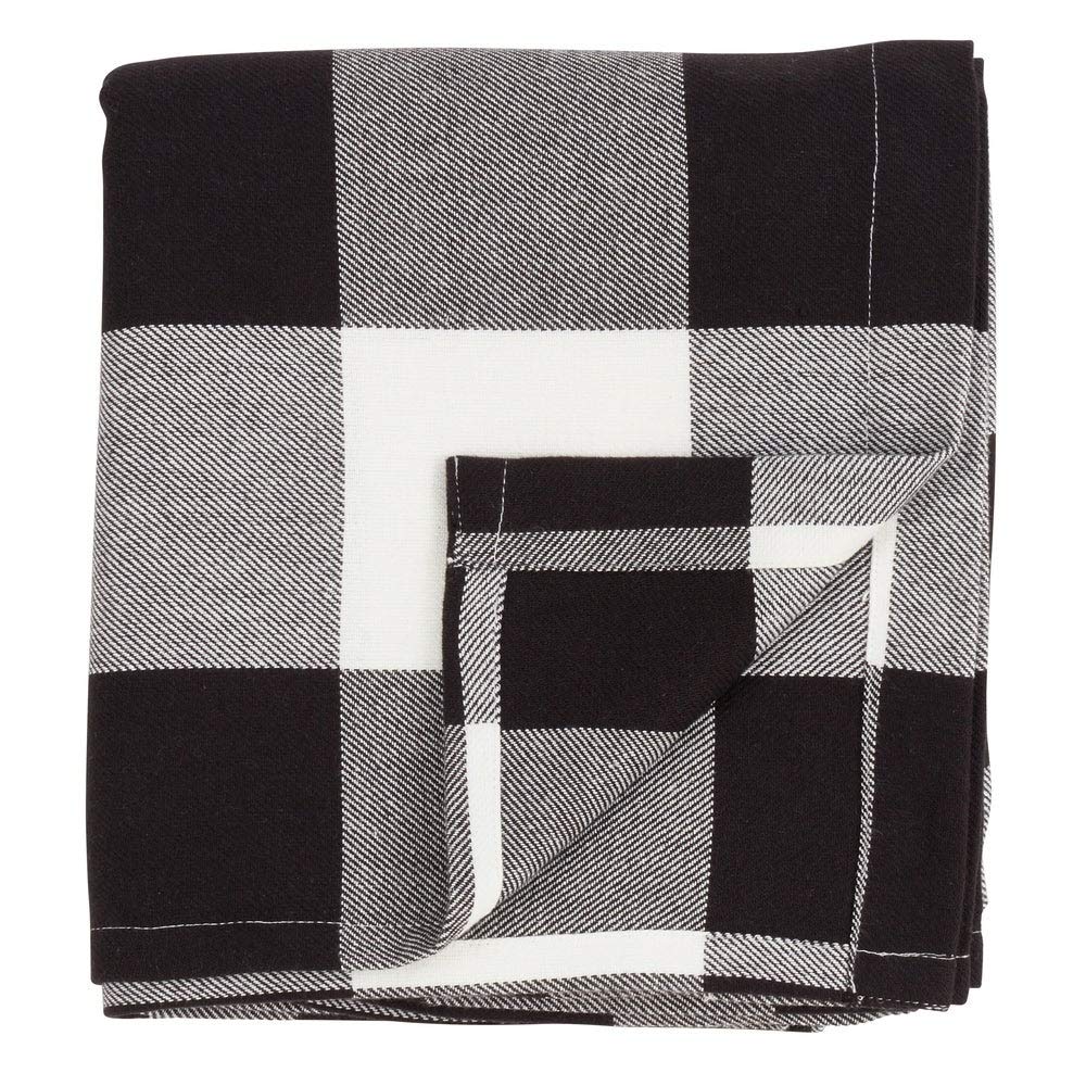 Buffalo Plaid Home Décor 100% Pure Cotton Rod Pocket Window Curtain Single 1 Panel for Bedroom, Living Room, Patio Door Backing Sliding Glass Door Drape, 54 Inches W x 96 Inches L, White-Black