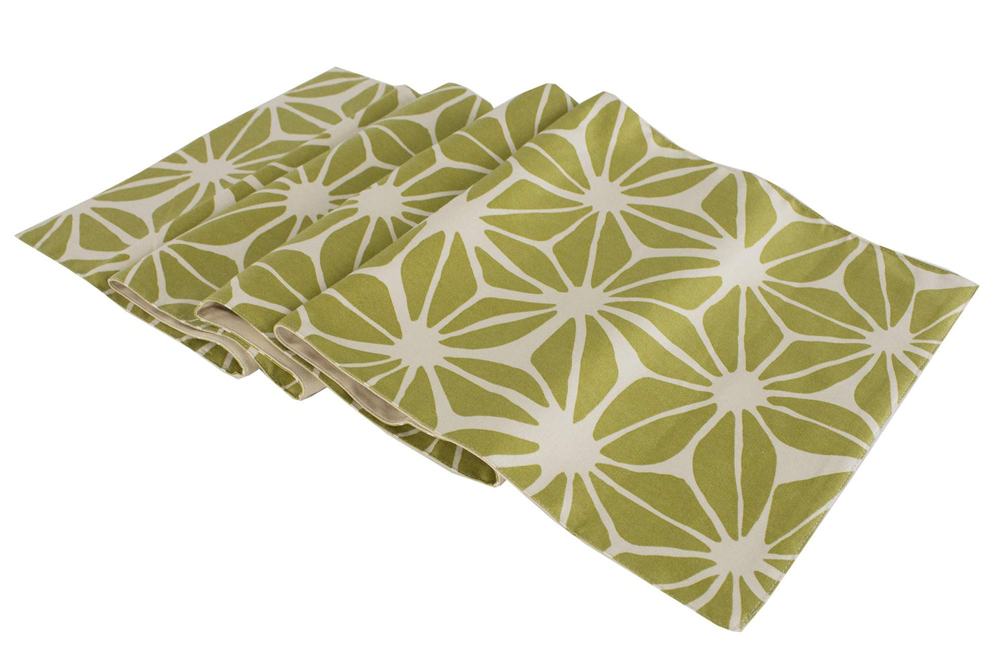 Fennco Styles Poinsettia Print 13 x 59 Inch Cotton Table Runner - Green Table Runner for Holiday Decor, Banquest, Special Events, Family Gathering and Everyday Use