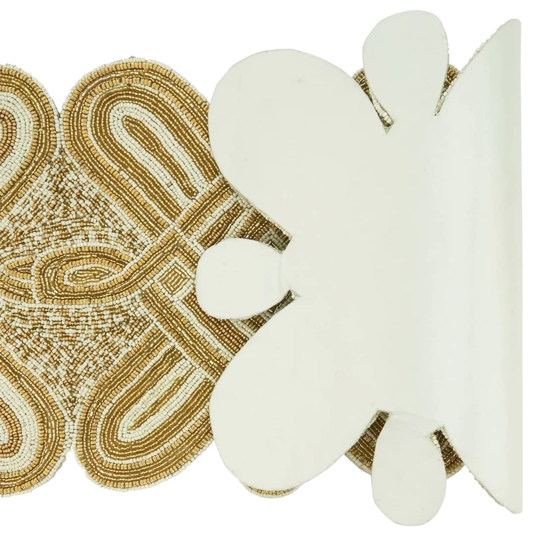 Fennco Styles Hand Beaded Scroll Knot Table Runner 13" W x 36" L - Gold Elegant Table Cover for Home Décor, Holidays, Family Gatherings, Banquets and Special Occasion