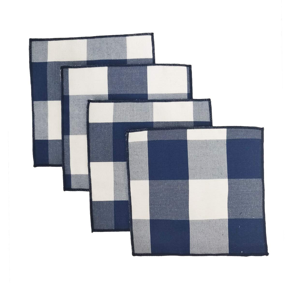 Fennco Styles Buffalo Check Double Layers Reversible Coasters 6"W x 6"L, Set of 4 - Handmade in USA - Plaid Cocktail Napkins for Everyday Use and Special Occasion
