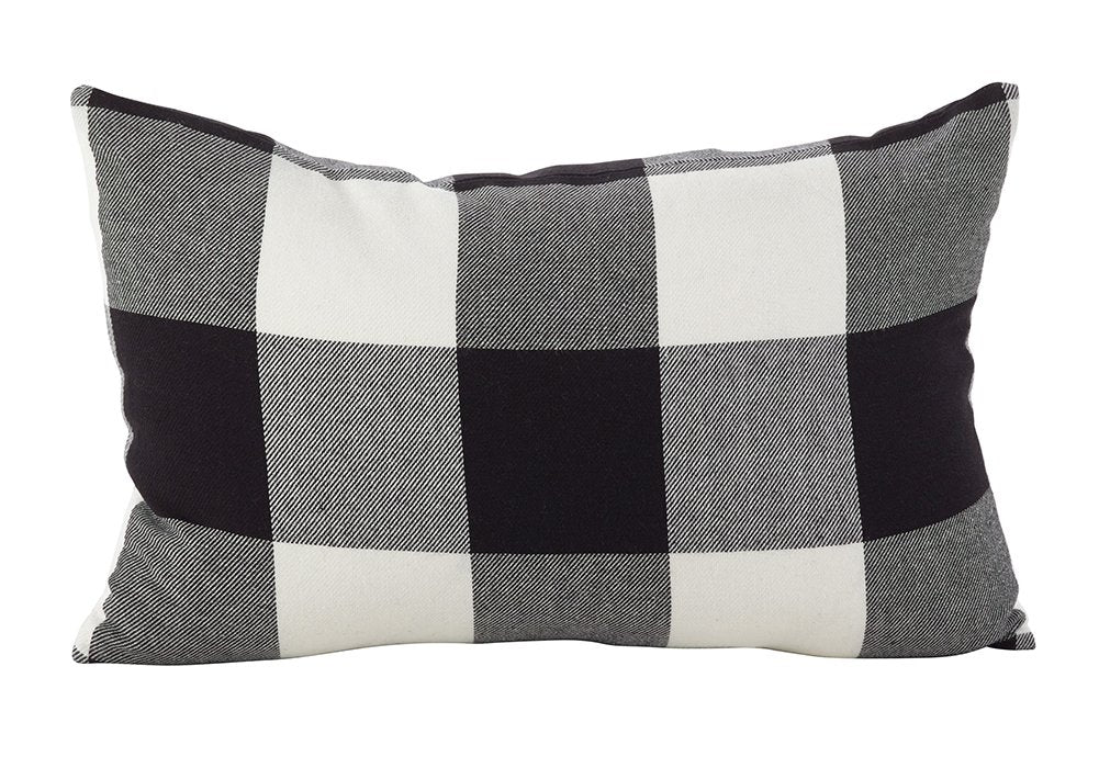 Fennco Styles Home Decor Buffalo Check Plaid Cotton Throw Pillow (Black, 13"x20" Pillow Case)