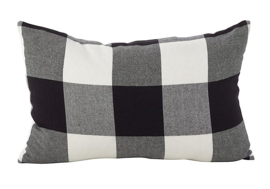 Fennco Styles Home Decor Buffalo Check Plaid Cotton Throw Pillow (Black, 13"x20" Pillow Case)