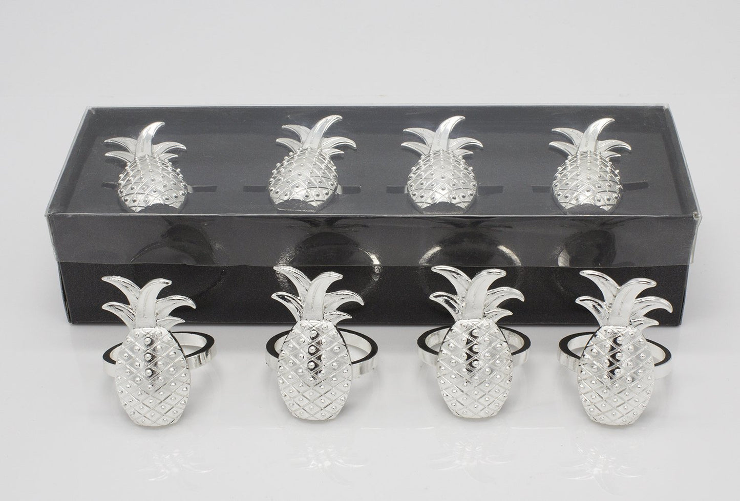 Fennco Styles Stylish Pineapple Metal Napkin Rings - Set of 4