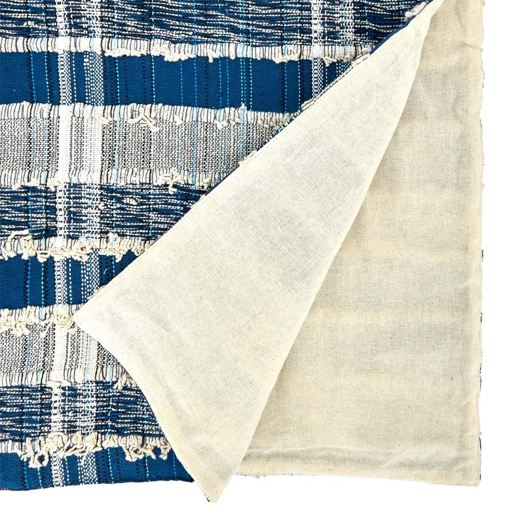 Fennco Styles Bold Stripe Woven Cotton Table Runner 16" W x 72" L - Blue Rectangular Table Cover for Home Décor, Dining Table, Banquets, Family Gathering and Special Events