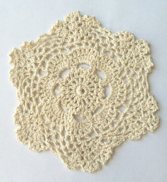 Fennco Styles Handmade Crochet Lace Cotton Doilies - 6-inch Round (12-Pack, Beige)