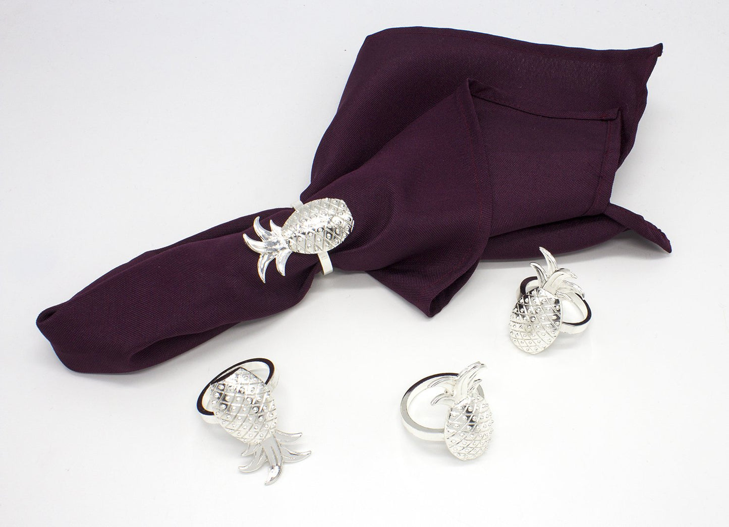 Fennco Styles Stylish Pineapple Metal Napkin Rings - Set of 4