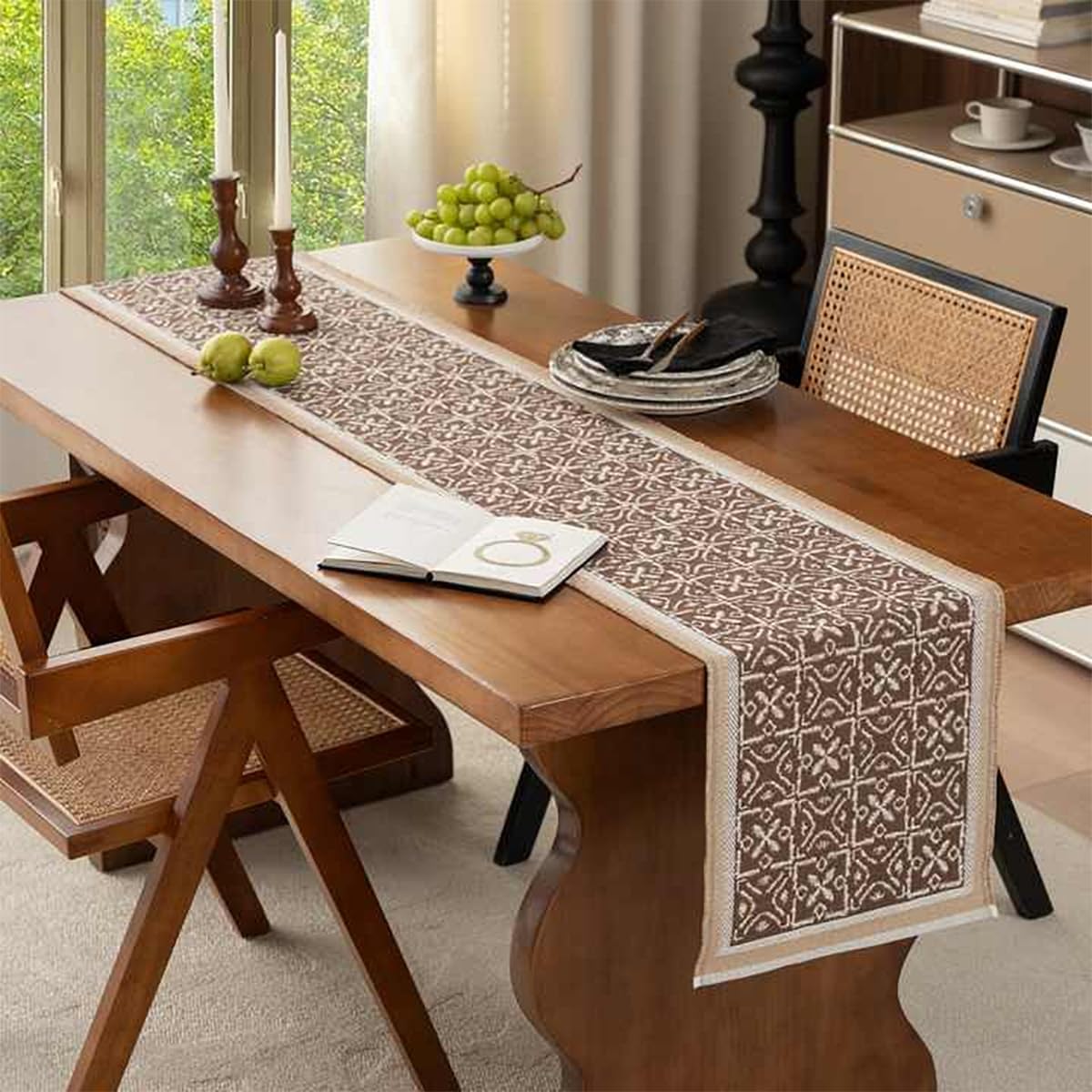 Fennco Styles Reversible Jacquard Vintage Cotton Blend Table Runner