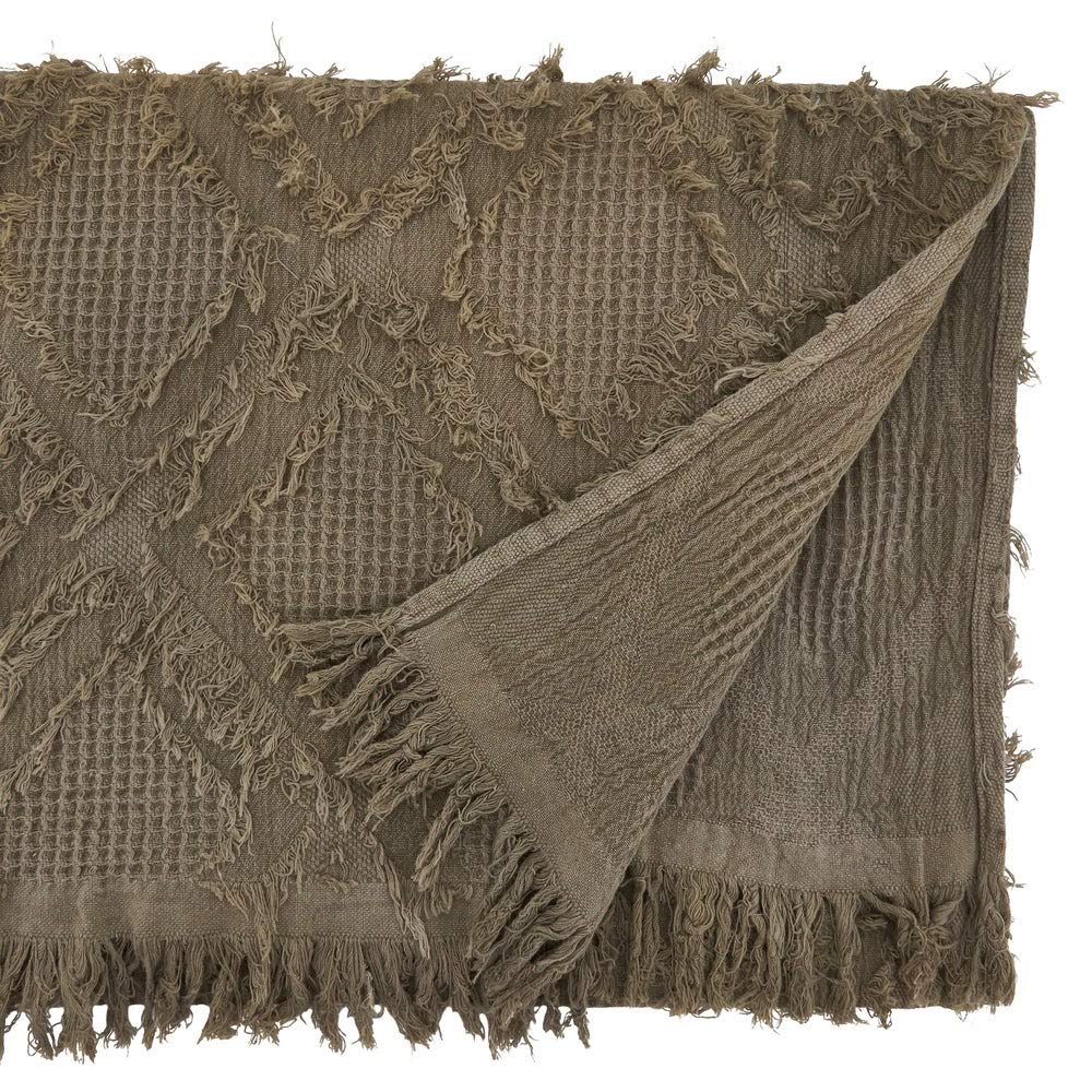 Fennco Styles Waffle Weave Modern Cotton Rectangular Table Runner with Fringe – 16”W x 72”L Table Cover for Home Décor, Dining Table, Banquets, Holidays and Special Occasions