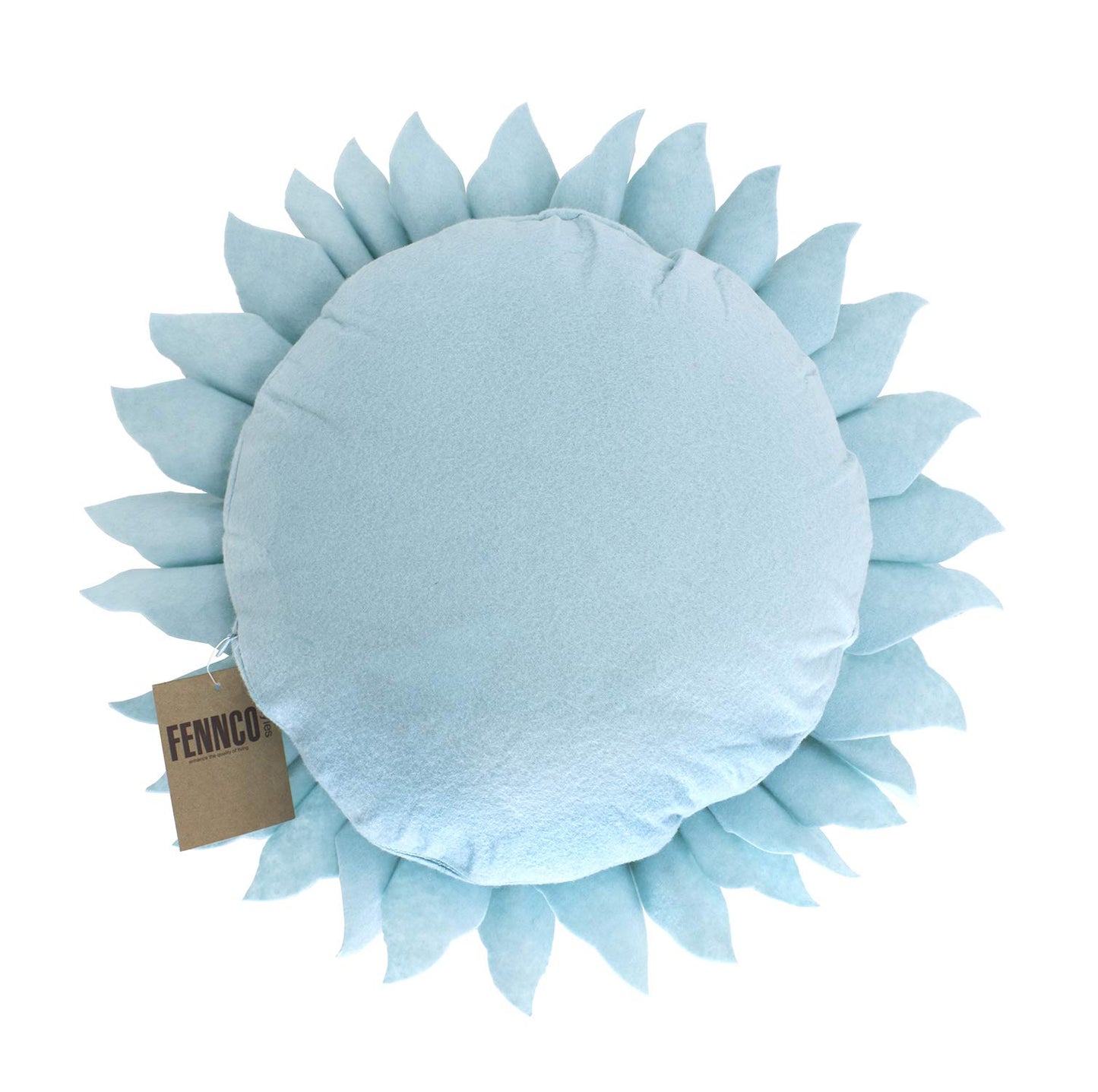 Fennco Styles Handmade Garden 3D Sunflower Decorative Throw Pillow Cover 13" Round - Lilac Floral Pillow Case for Couch, Living Room and Bedroom Décor