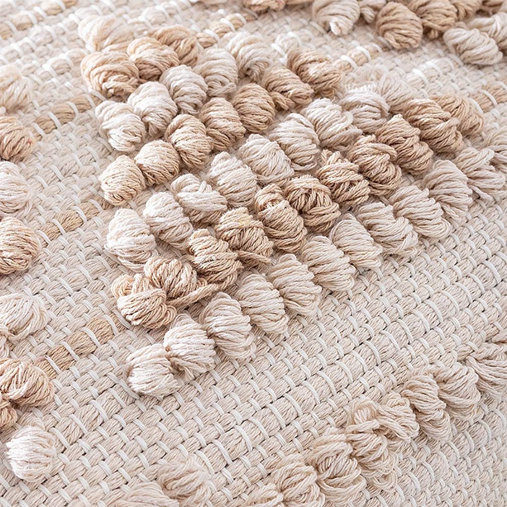 Fennco Styles Woven Tassel Striped Decorative Throw Pillow 18" W x 18" L - Textured Boho Cushion for Home, Couch, Living Room, Bedroom and Office Décor
