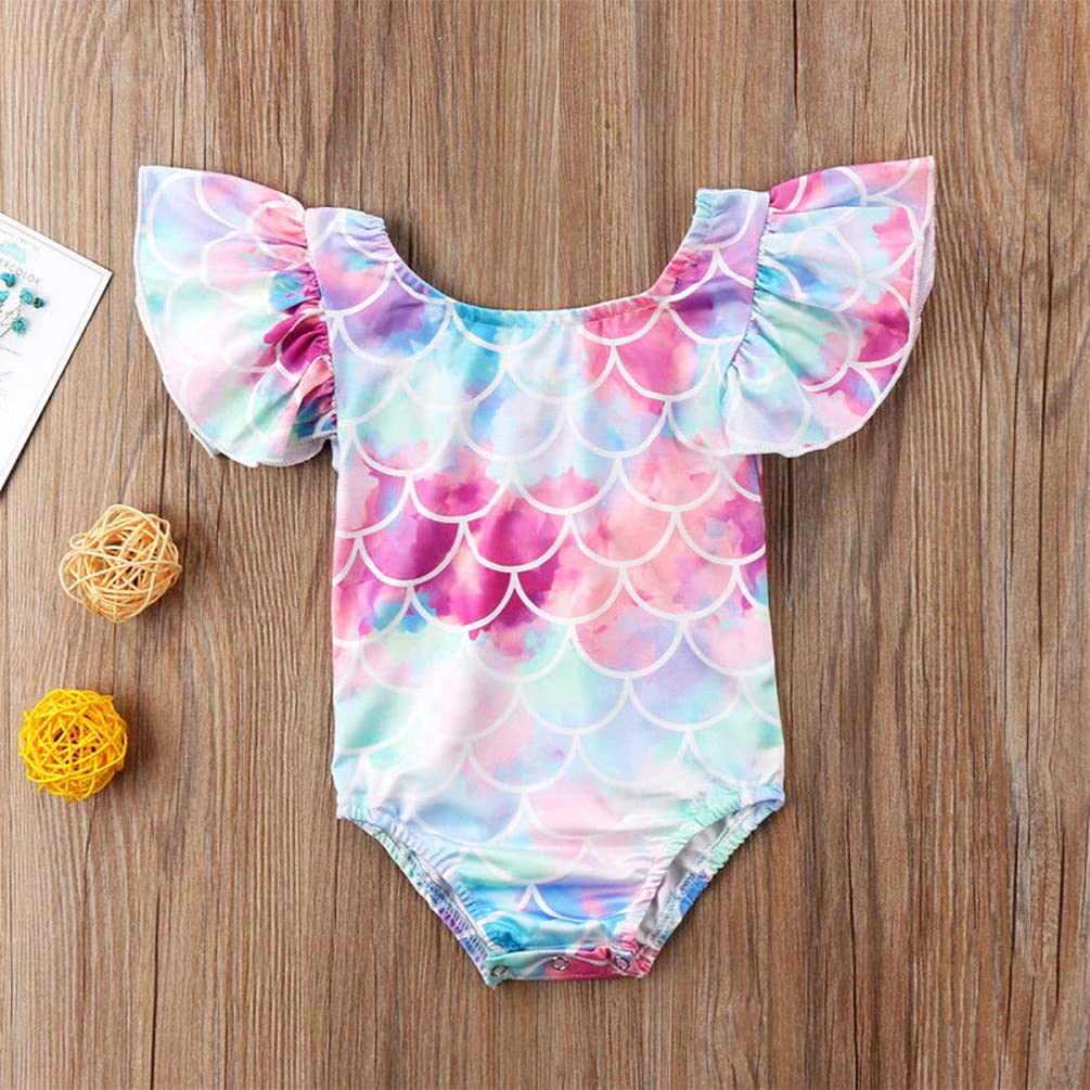 stylesilove Baby Toddler Girls Mermaid Ruffled One-Piece Swimsuit Multicolor Bathing Suit Beach Swimwear