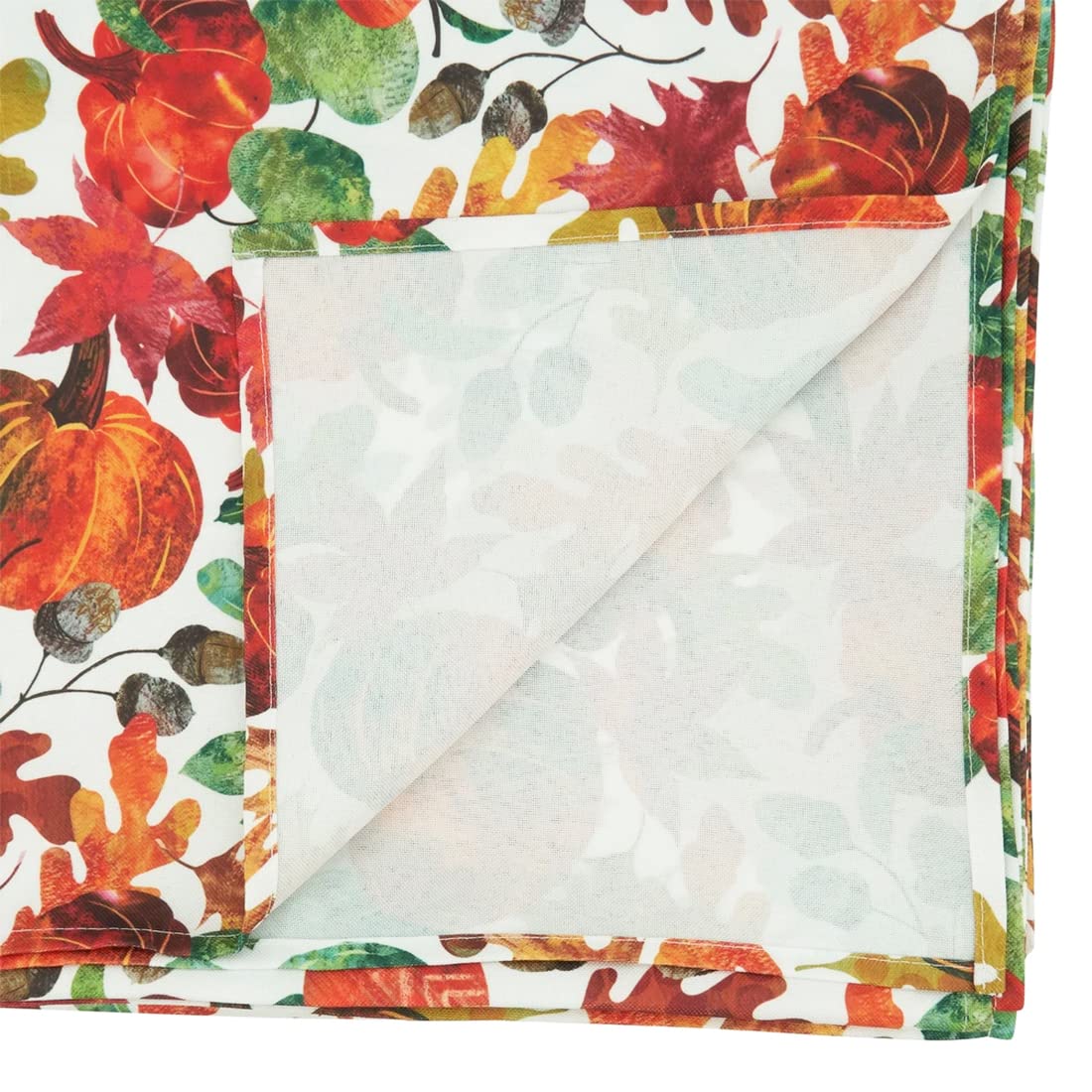 Fennco Styles Pumpkin Foliage Harvest Tablecloth - Multicolor Fall Leaves Table Cover for Thanksgiving, Seasonal Décor, Banquet, Family Gathering and Special Events