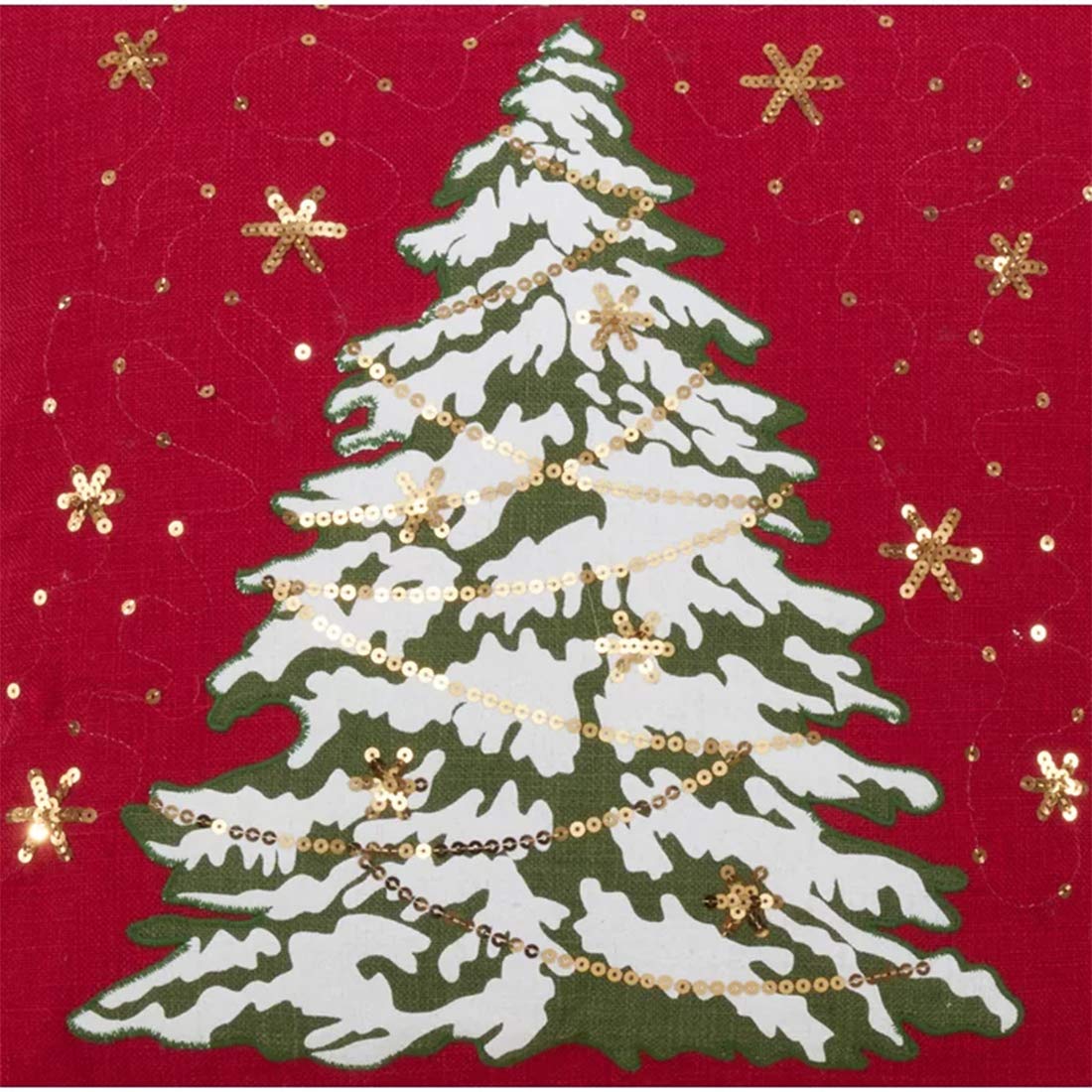 Fennco Styles Christmas Tree Design with LED Light Decorative Throw Pillow Cover 13 x 20 Inch - Red Pillow Case for Holiday Décor, Couch, Living Room and Bedroom Décor