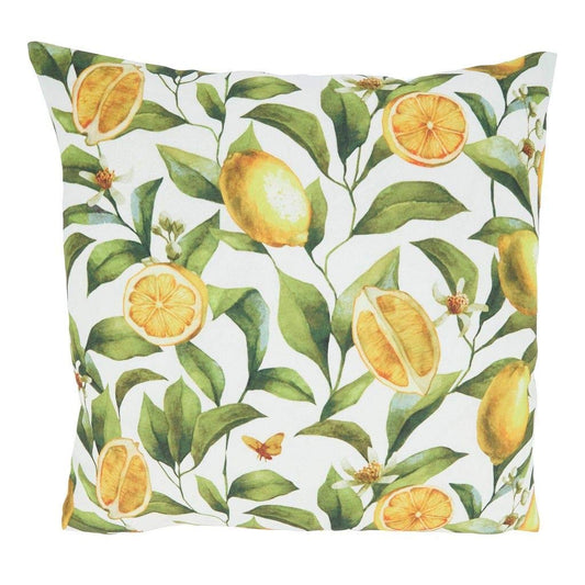 Fennco Styles Lemons Design Decorative Throw Pillow 18" W x 18" L - Multicolored Square Cushion for Indoor & Outdoor Décor, Couch, Backyard Patio, Lawn & Garden