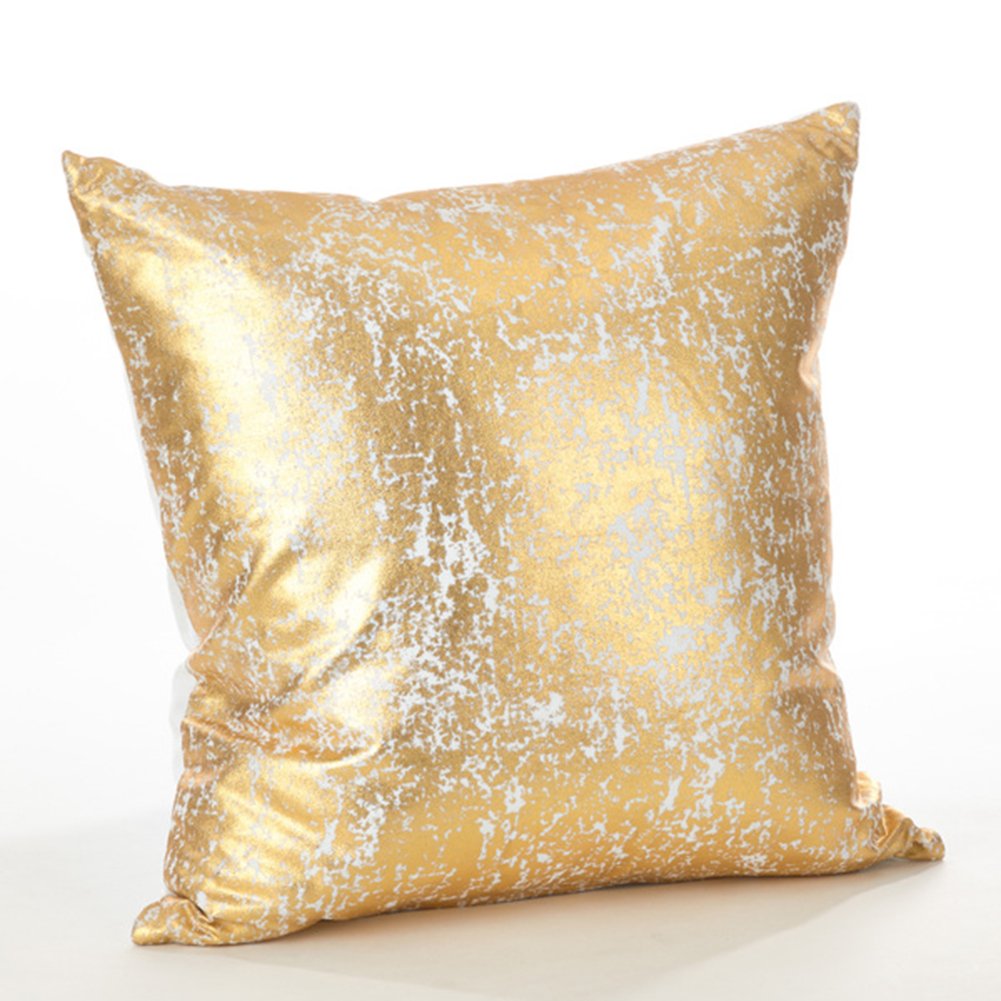 Fennco Styles Donnelou Collection Glamour Metallic Foil 100% Pure Cotton 18 x 18 inch Decorative Throw Pillow with Case & Insert – Gold Throw Pillow for Couch, Bedroom and Living Room Décor