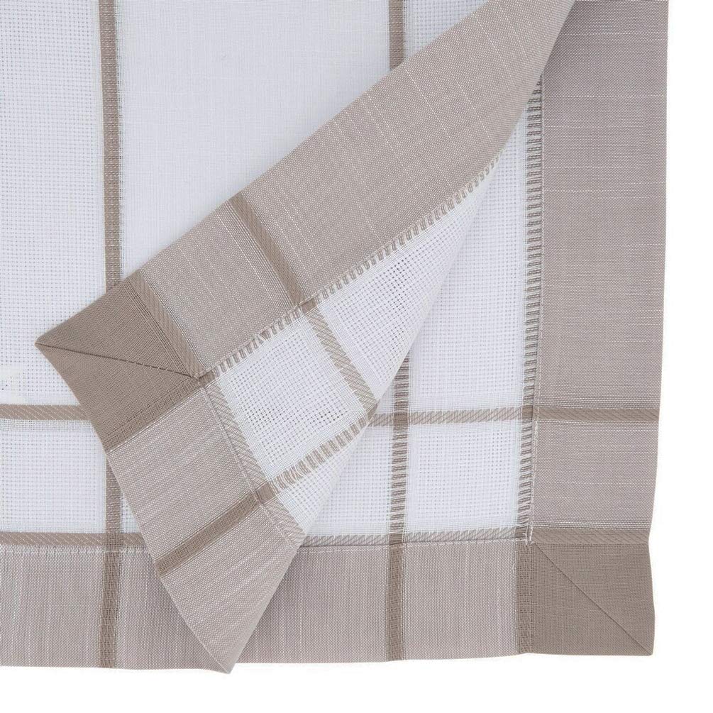 Fennco Styles Neutral Banded Border Design Tablecloth - Decorative Table Cover for Everyday Use, Dining Table Décor, Banquets, Family Gatherings and Special Occasions