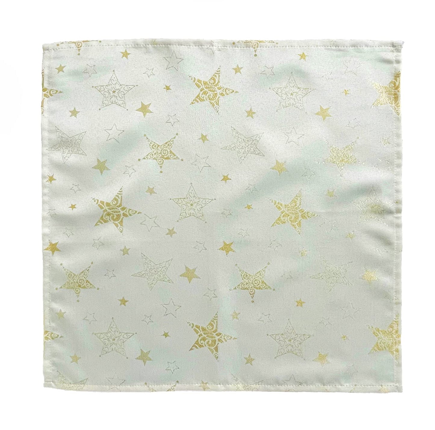 Fennco Styles Holiday Embroidered Metallic Star Tablecloth 70" W x 70" W - Ivory Woven Table Cover for Home Décor, Banquet, Family Gathering, Christmas, Special Occasion
