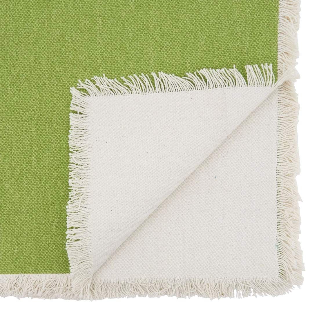 Fennco Styles Fringe Border Design Cotton Table Runner 16" W x 72" L - Table Cover for Christmas, Holiday, Dining Table, Everyday Use, Banquets and Special Occasion