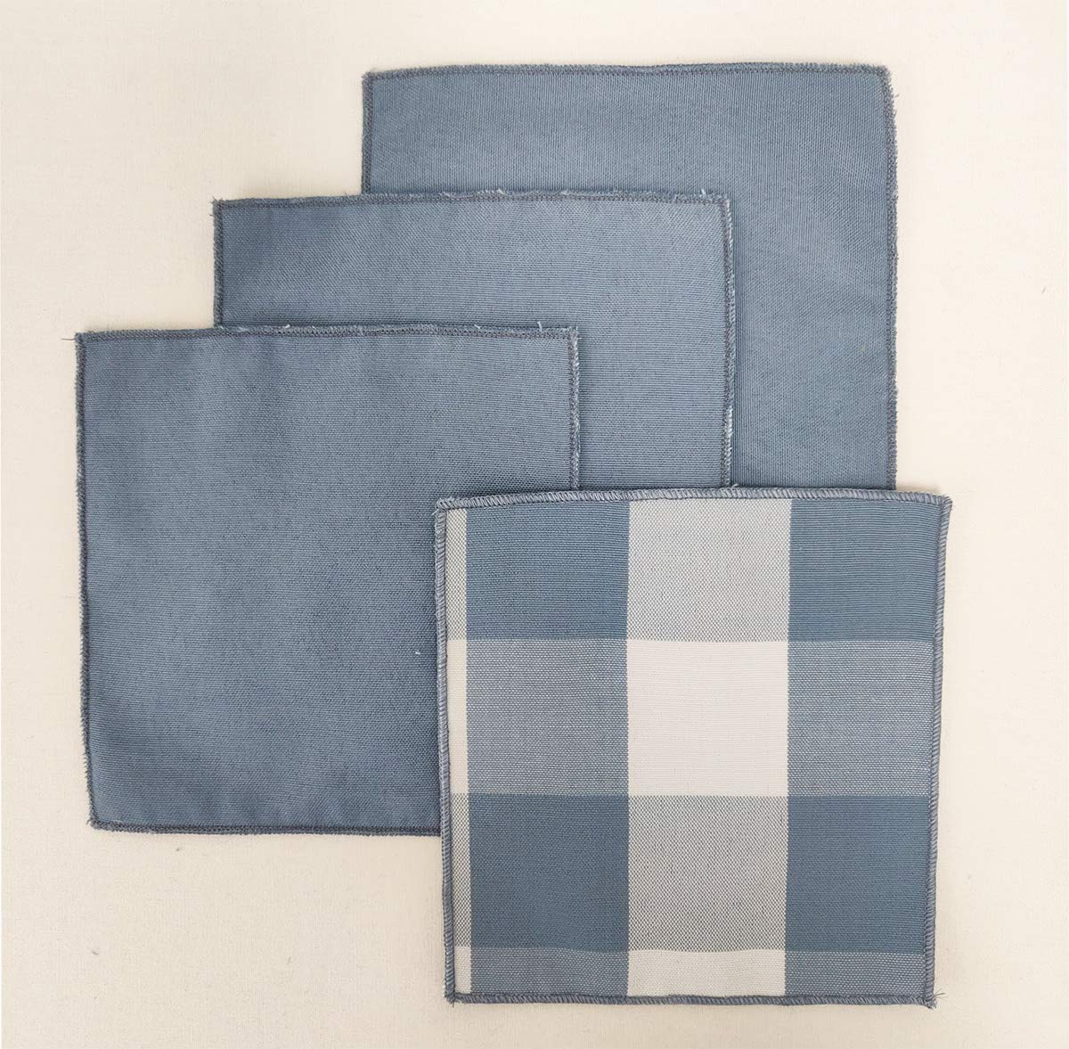 Fennco Styles Buffalo Check Double Layers Reversible Coasters 6"W x 6"L, Set of 4 - Handmade in USA - Plaid Cocktail Napkins for Everyday Use and Special Occasion