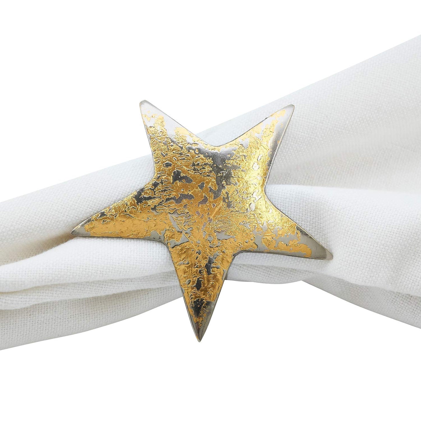Fennco Styles Gold Plated Brass Collection Texture Design Napkin Rings - Circle Metal Napkin Rings for Family Dinners, Banquets, Spcial Event, Holiday and Table Décor