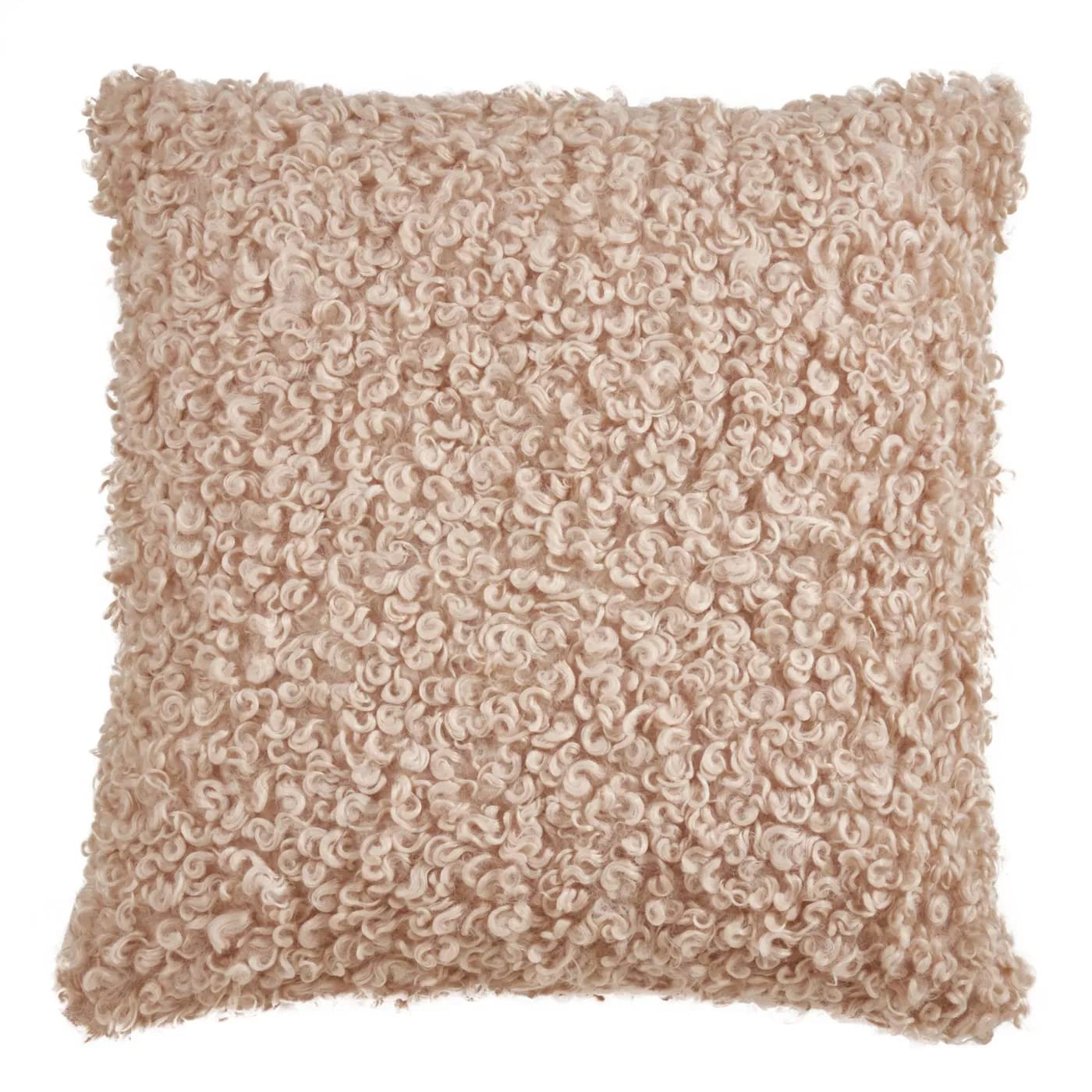 Fennco Styles Cozy Faux Lamb Fur Decorative Throw Pillow 18" W x 18" L – Ivory Cushion for Couch, Bedroom, Living Room and Office Décor