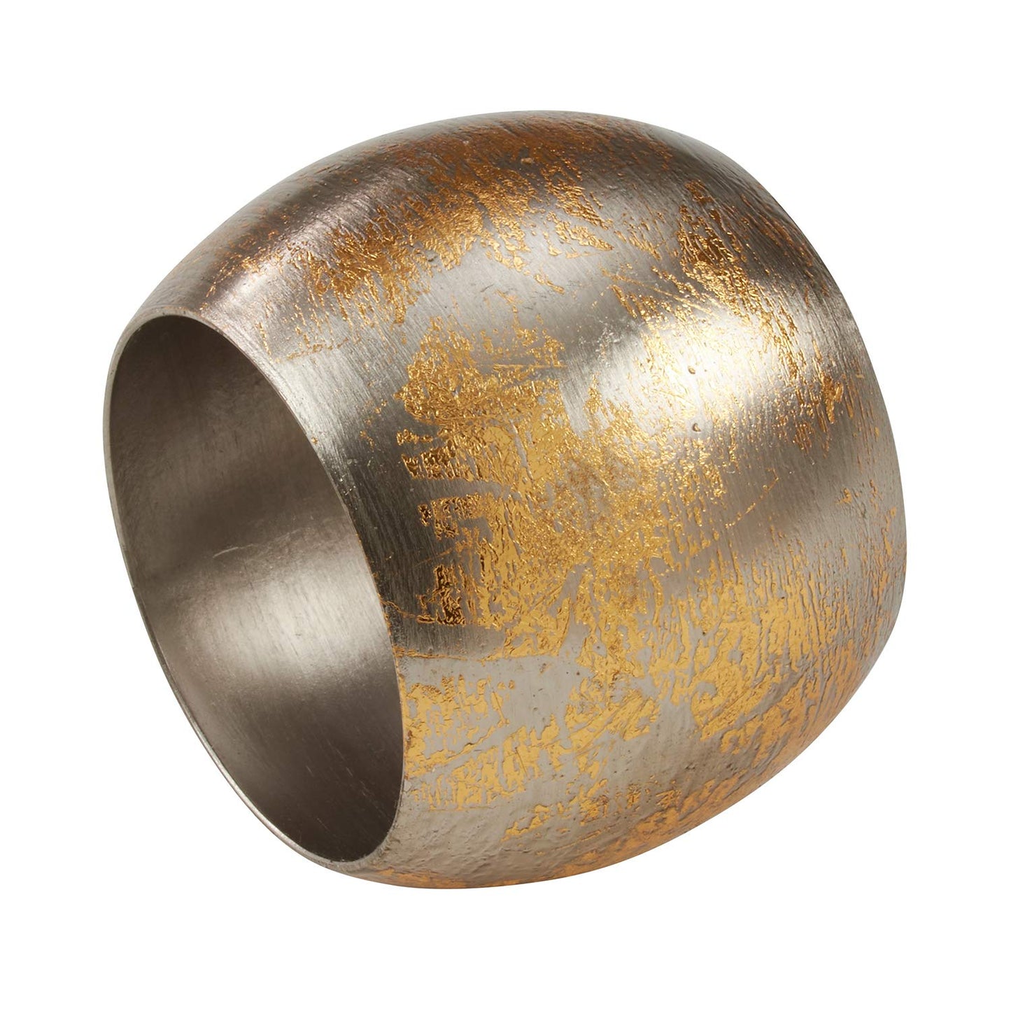 Fennco Styles Gold Plated Brass Collection Texture Design Napkin Rings - Circle Metal Napkin Rings for Family Dinners, Banquets, Spcial Event, Holiday and Table Décor