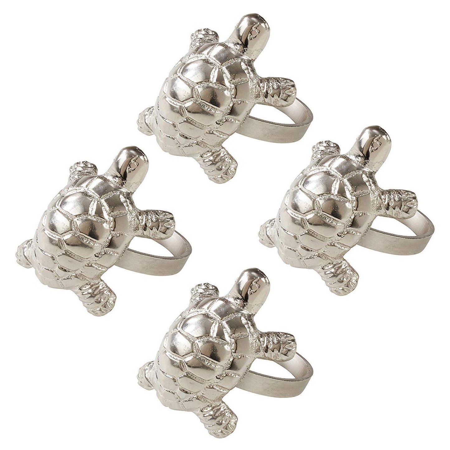Fennco Styles Silver Brass Casual Napkin Rings, Set of 4 - Aluminium Napkin Holders for Home, Holiday Décor, Family Gathering and Special Events