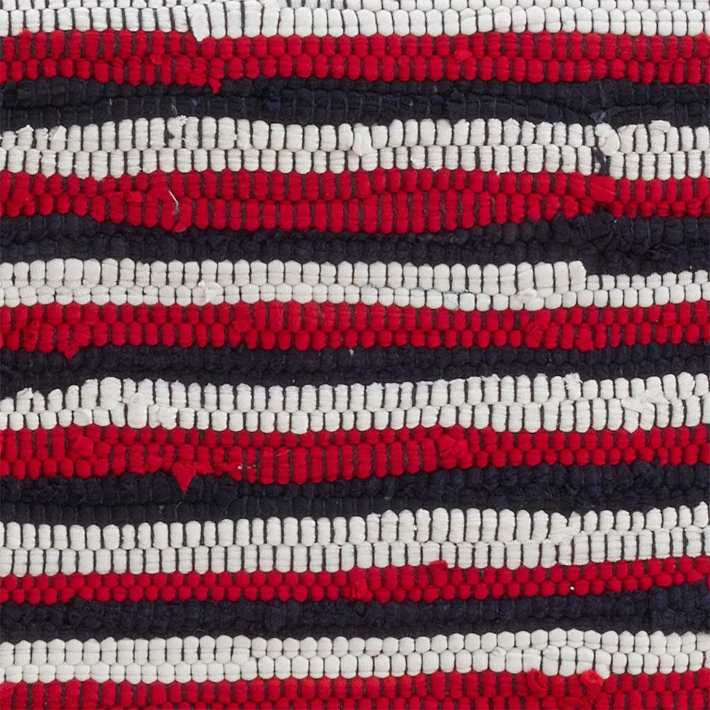 Fennco Styles Striped Patriotic Chindi Tassel Cotton Table Runner 16" W x 72" L - Multicolored Table Cover for Home Décor, Dining Table, National Holiday and Special Events