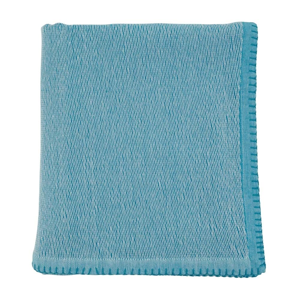Fennco Styles Luxury Cotton Knit Whipstitch Throw Blanket 50" W X 60" L - Solid Blanket for Bed, Couch, Sofa, Home and Office Décor