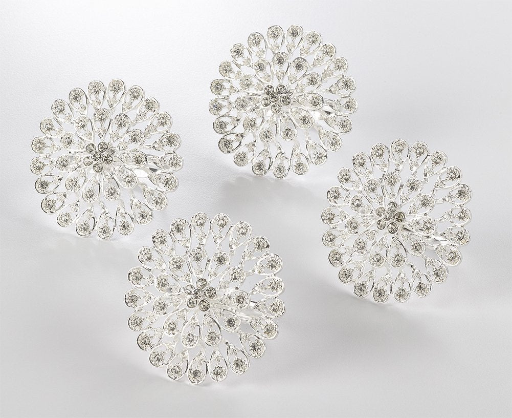 Fennco Styles Starburst Flower Napkin Rings, Set of 4