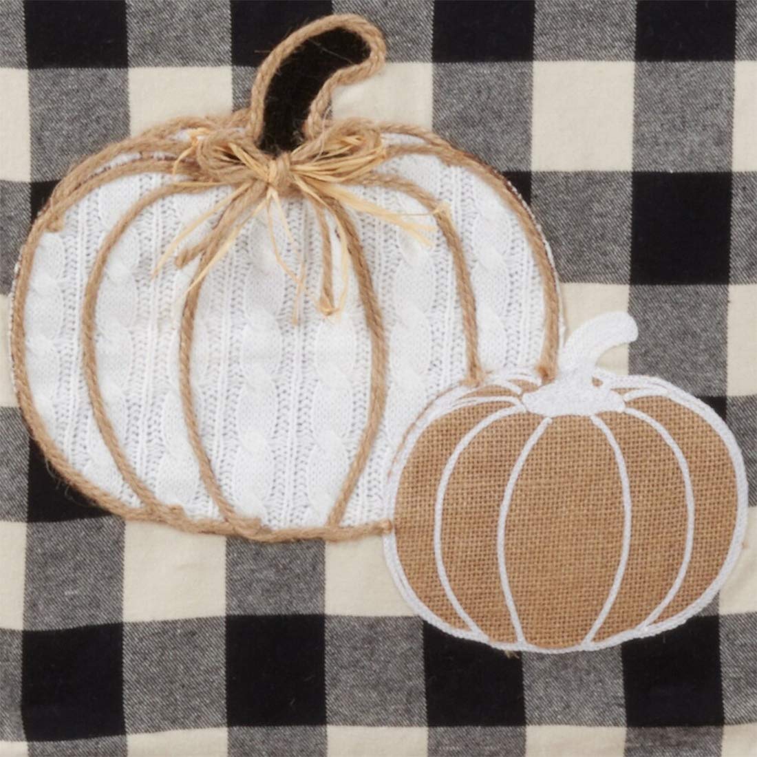 Fennco Styles Buffalo Plaid Harvest Pumpkin Fringe Table Runner 14" W X 72" L - Black & White Traditional Table Cover for Home, Banquets, Thanksgiving, Christmas, Family Gathering and Special Events