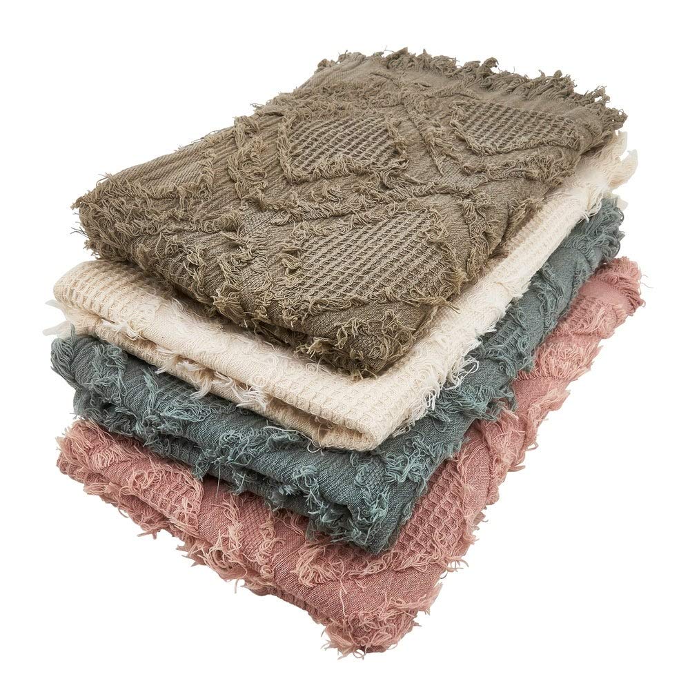 Fennco Styles Waffle Weave Modern Cotton Rectangular Table Runner with Fringe – 16”W x 72”L Table Cover for Home Décor, Dining Table, Banquets, Holidays and Special Occasions