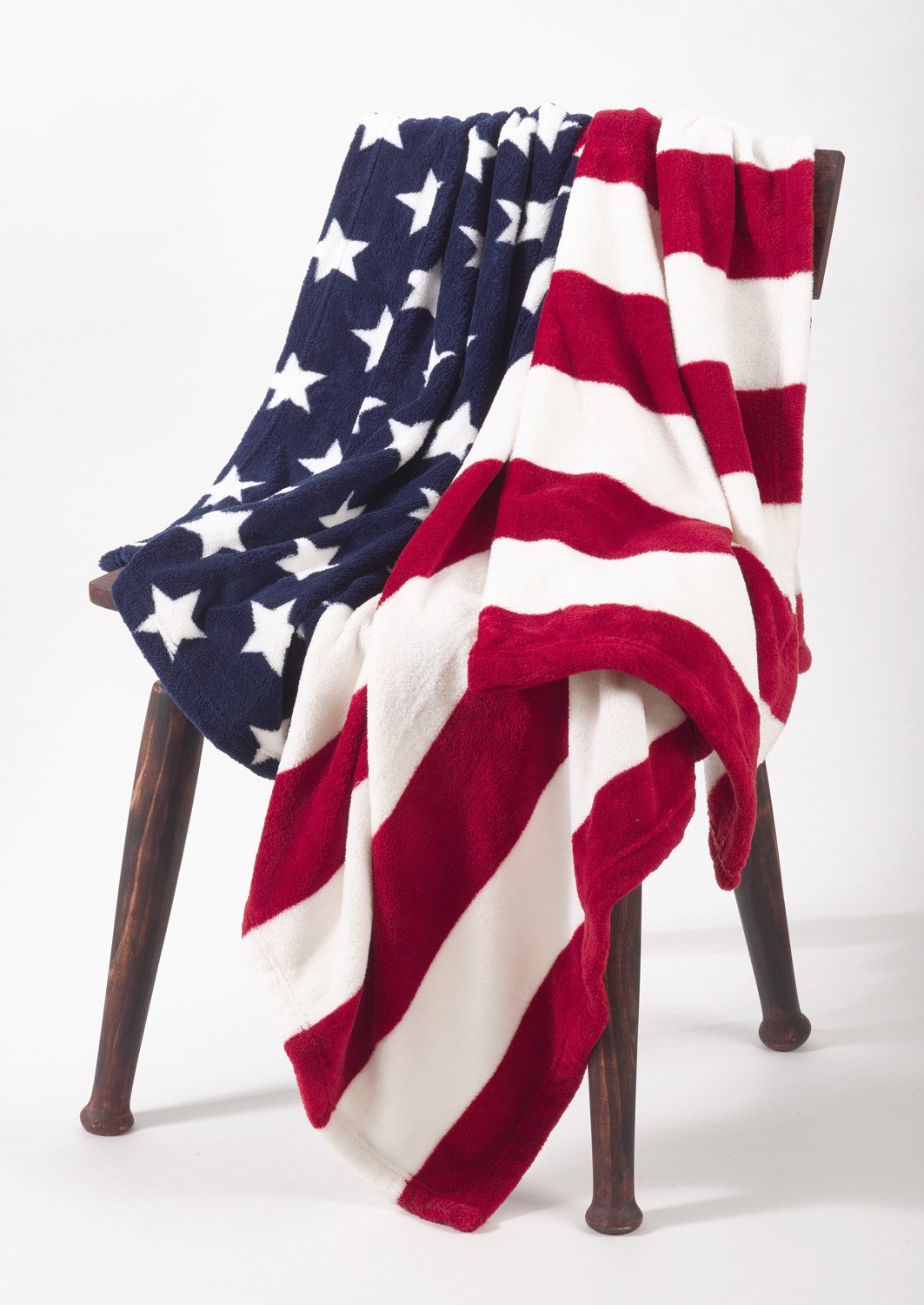 Fennco Styles Patriotic Collection USA Flag Stars and Stripes 50 x 60 Inch Plush Throw – Red Throw Blanket for Couch, Bedroom and Living Room Décor