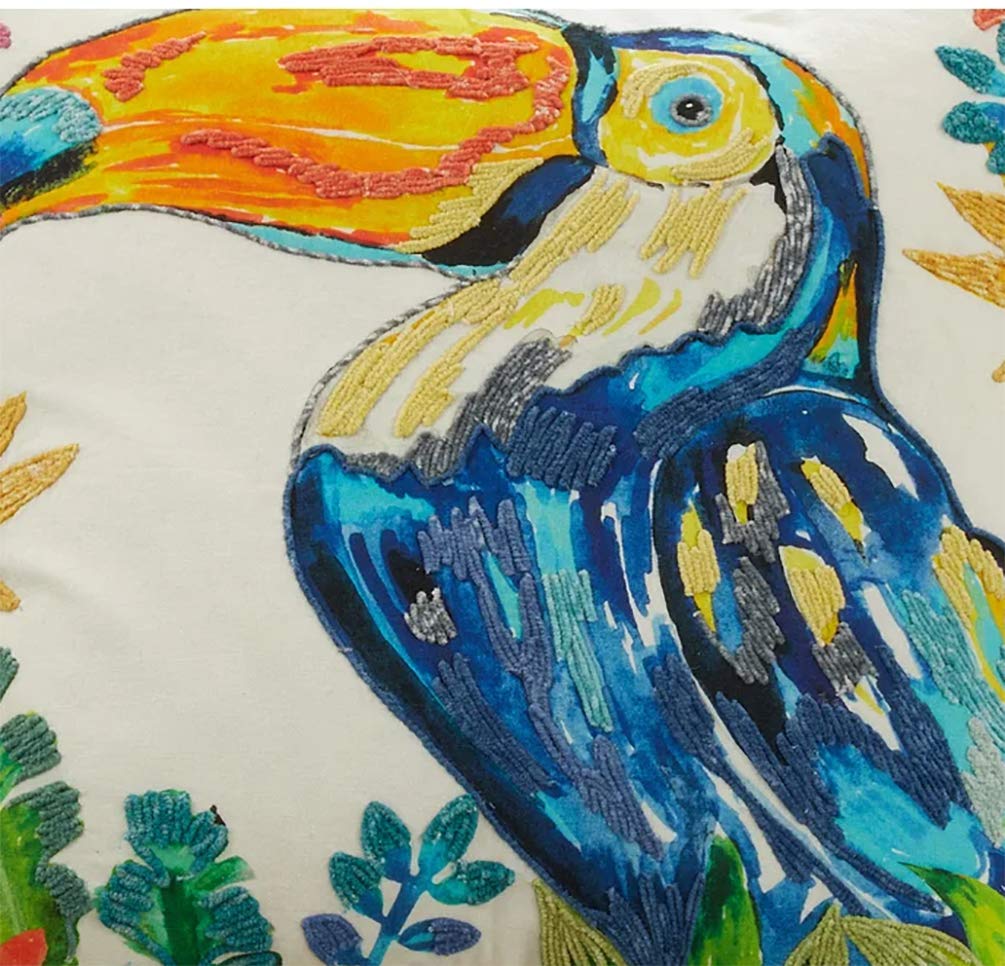 Fennco Styles Embroidered Toucan Cotton Table Runner 16" W x 72" L - Multicolored Table Cover for Home, Dining Table, Banquet, Family Gathering and Special Occasion