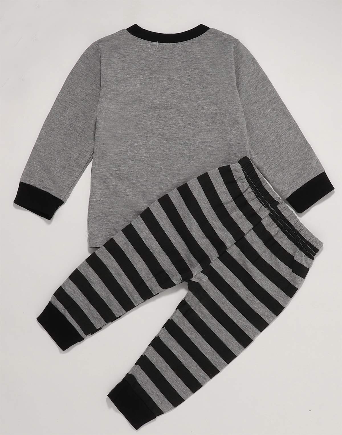 Styles I Love Baby Boys Grey Dinosaur T-Shirt and Stripe Pants 2pcs Long Sleeve Cotton Outfit