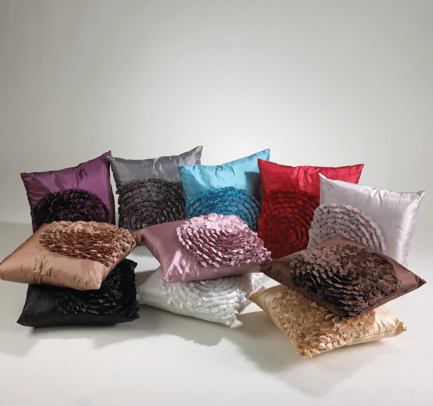 Fennco Styles Elegant Silky Floral Decorative Filled Throw Pillow 17" W X 17'L - Eggplant Flower Accent Pillow for Home, Couch, Bedroom, Living Room and Office Decor