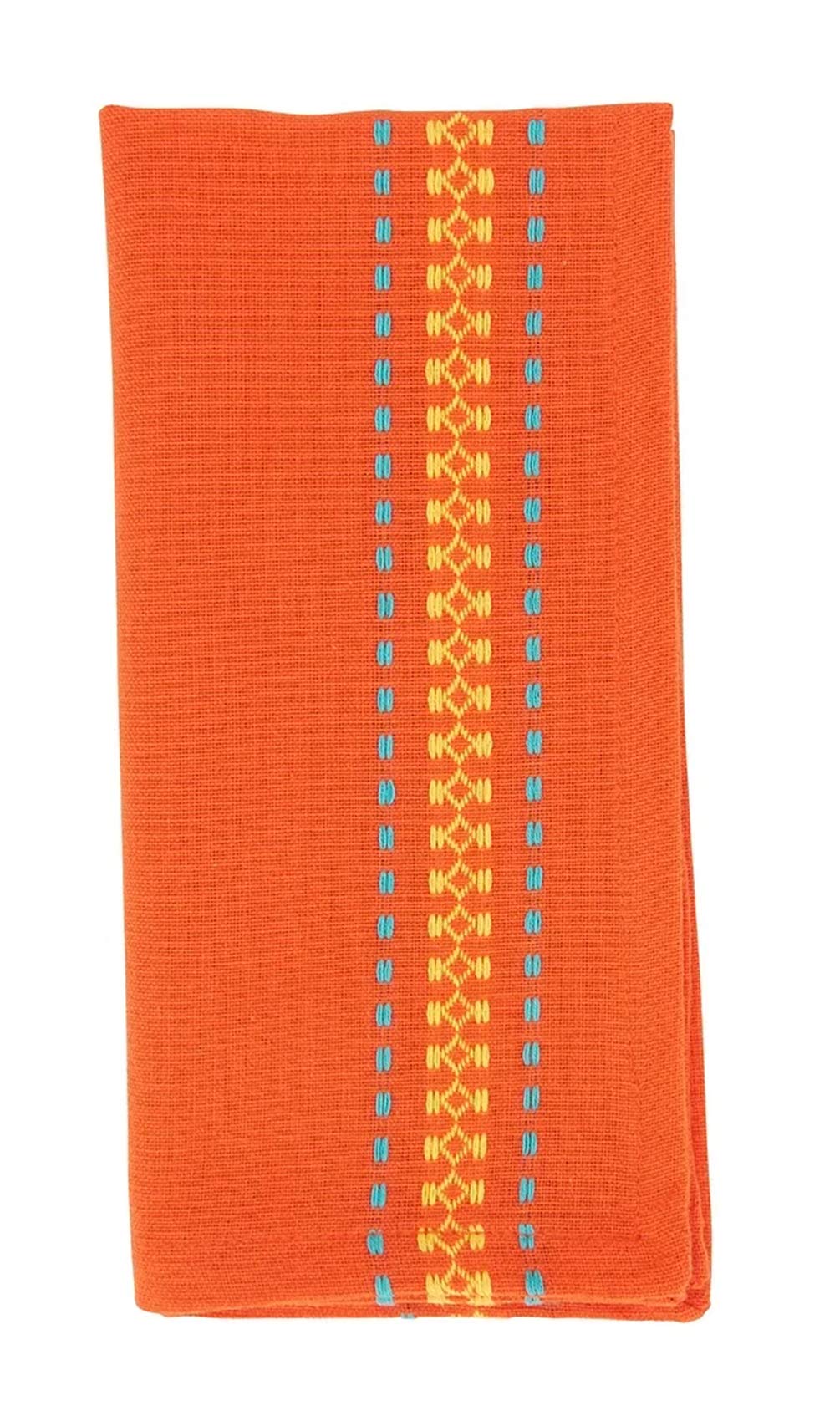 Fennco Styles Dobby Border Woven Cotton Cloth Napkins 18" W x 18" L, Set of 4 - Turquoise Dinner Napkins for Dining Table Décor, Family Gathering, Banquets, and Special Events