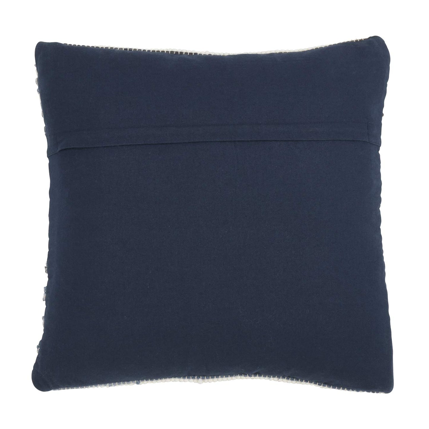 Fennco Styles Gênes Collection Bohemian Tasseled Chindi 100% Pure Cotton 18 x 18 Inch Throw Pillow with Case & Insert – Denim Accent Pillow for Couch, Bedroom and Living Room Décor