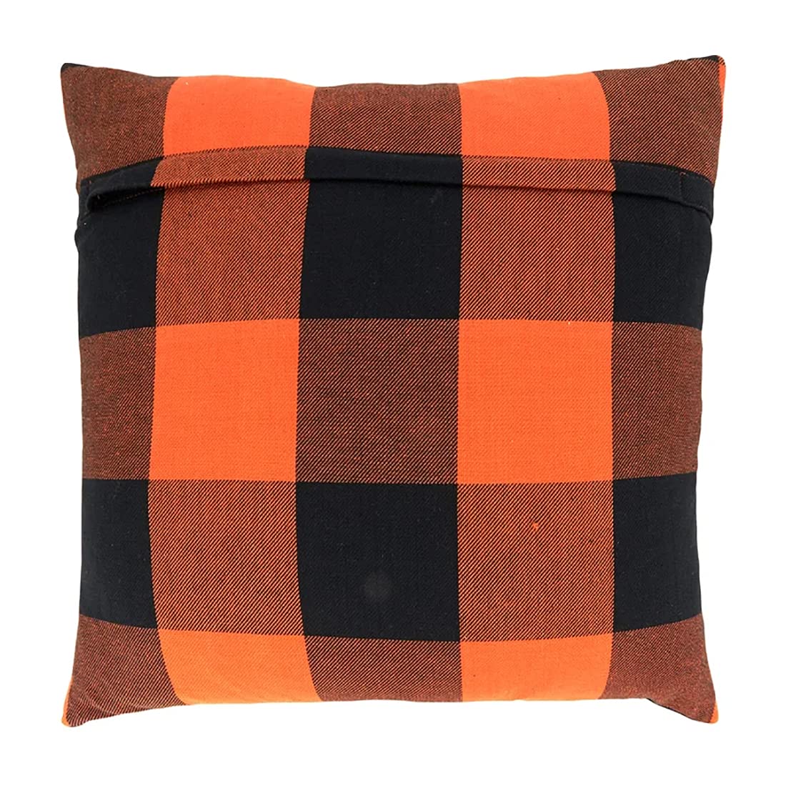 Fennco Styles Rustic Buffalo Plaid Design Cotton Decorative Throw Pillow 13 x 20 Inch - Orange Black Holiday Accent Pillow for Home, Couch, Living Room, Bedroom and Office Décor