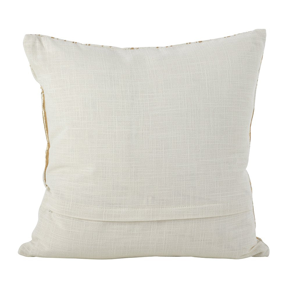 Fennco Styles Distressed Metallic Foil Design Cotton Throw Pillow - Gold Throw Pillow for Couch, Living Room and Bedroom Décor