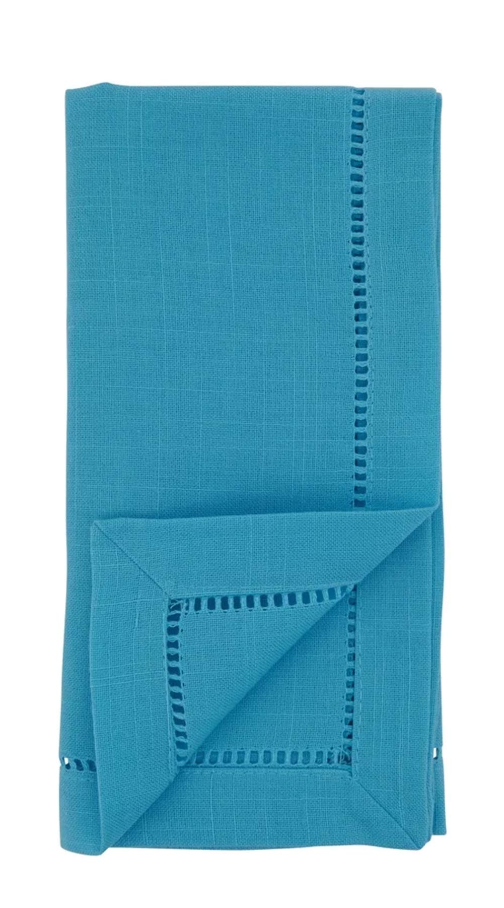 Fennco Styles Classic Hemstitch Design 22 Inch Square Table Dinner Cloth Napkins, Set of 4 – Turquoise Table Cover for Home Décor, Dining Table, Banquets, Holidays and Special Occasions