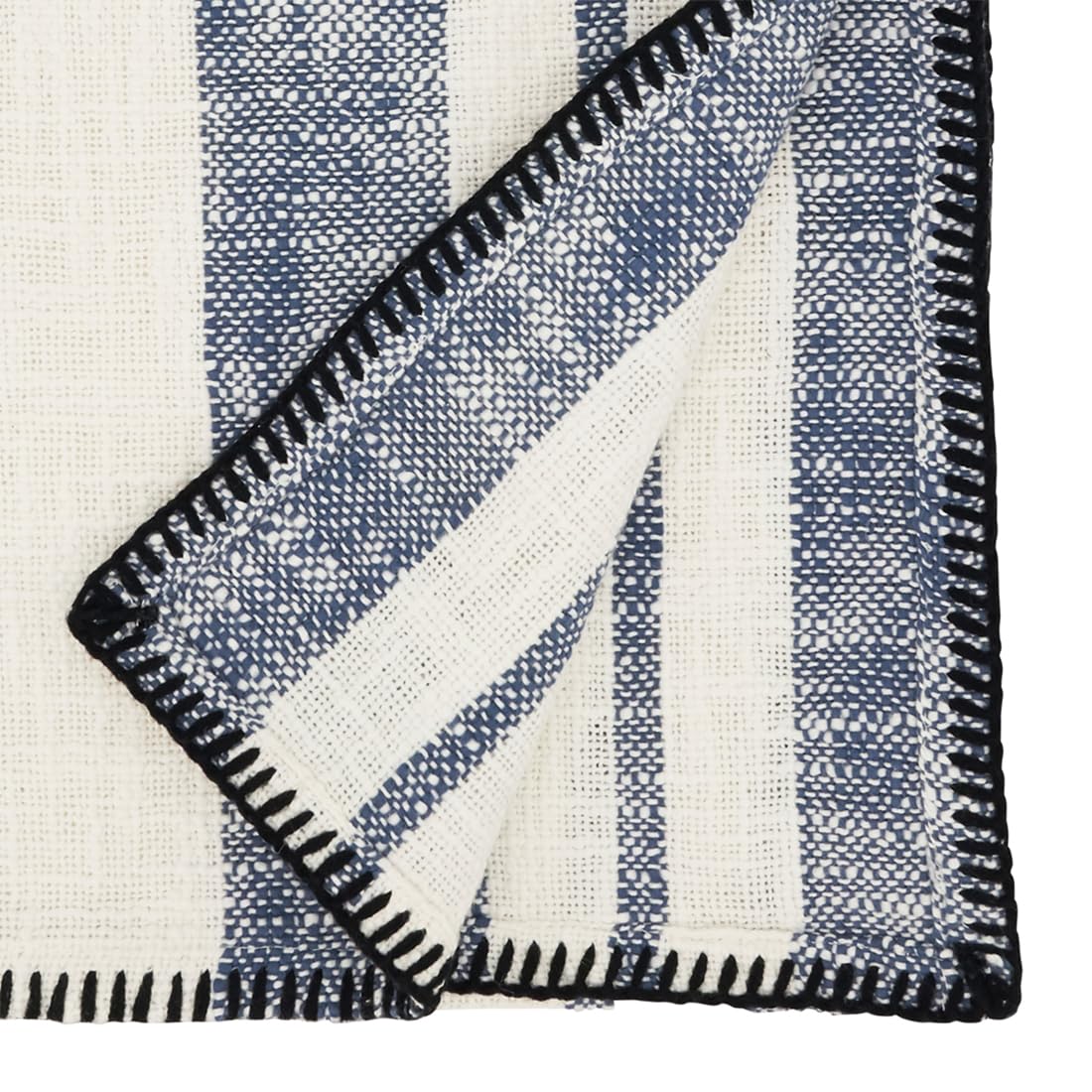 Fennco Styles Gênes Collection Bohemian Chindi 100% Pure Cotton 13 x 72 Inch Table Runner – Navy Blue Table Cover for Everyday Use, Banquets, Wedding and Special Occasion