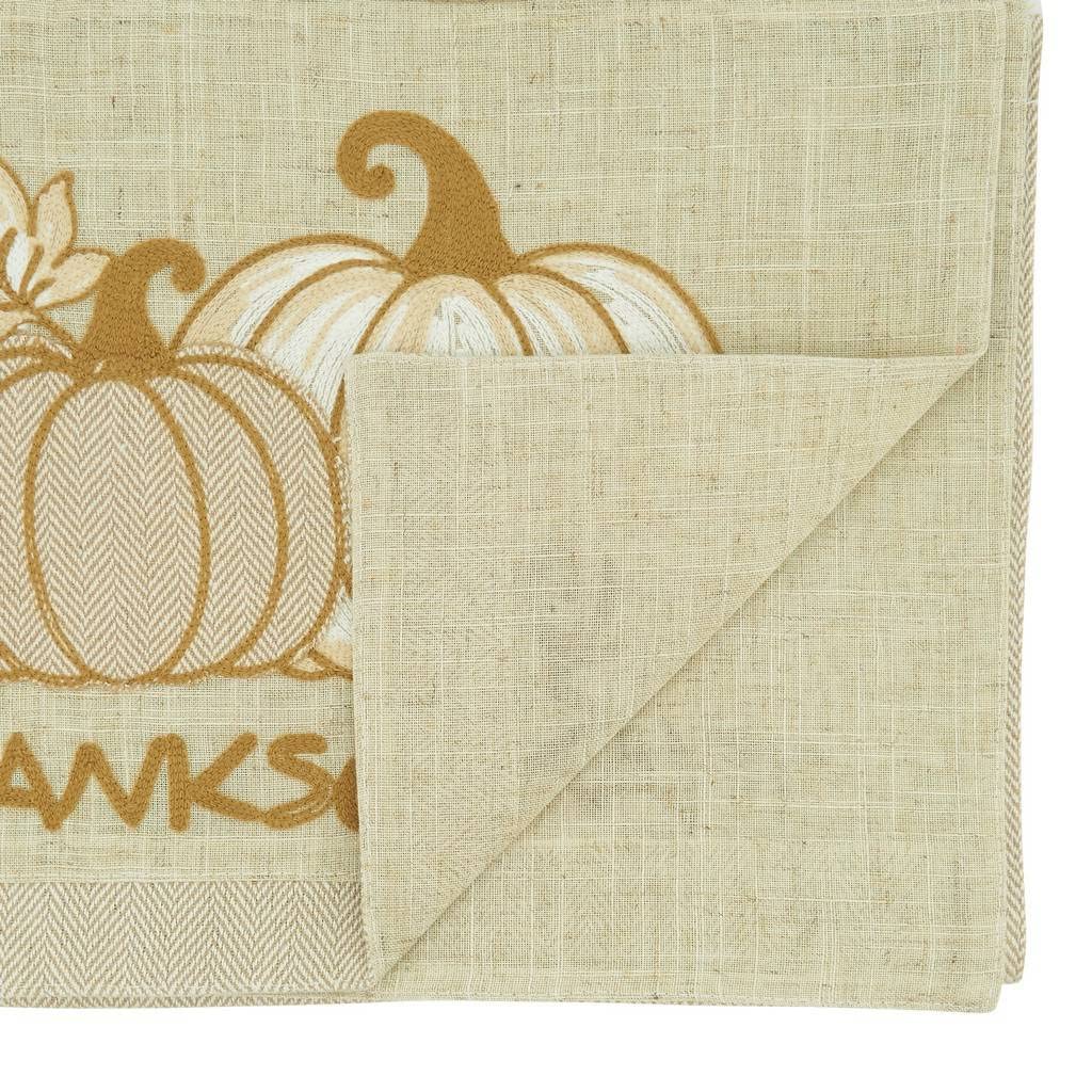 Fennco Styles Thanksgiving Pumpkins Woven Table Runner 16" W x 70" L - Natural Herringbone Table Cover for Banquets, Fall Festivals, Holidays, Special Events, Kitchen and Home Décor