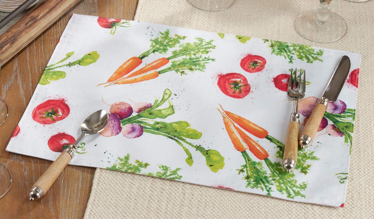 Fennco Styles Garden Veggies Watercolor Print Tablecloth - Multicolor Pattern Table Cover for Home, Dining Room, Home, Dining Room Décor, Banquets, Family Gathering and Outdoor Events