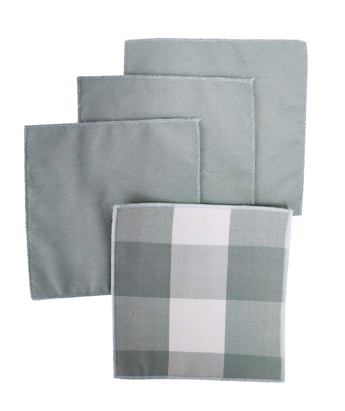 Fennco Styles Buffalo Check Double Layers Reversible Coasters 6"W x 6"L, Set of 4 - Handmade in USA - Plaid Cocktail Napkins for Everyday Use and Special Occasion