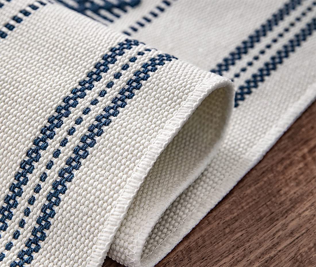 Fennco Styles Diamond Stitch Design Cotton Blend Placemats 14" W x 19" L, Set of 4 - Black Geometric Woven Table Mats for Boho Décor, Home, Dining Table, Banquets, Family Gatherings, Special Occasion