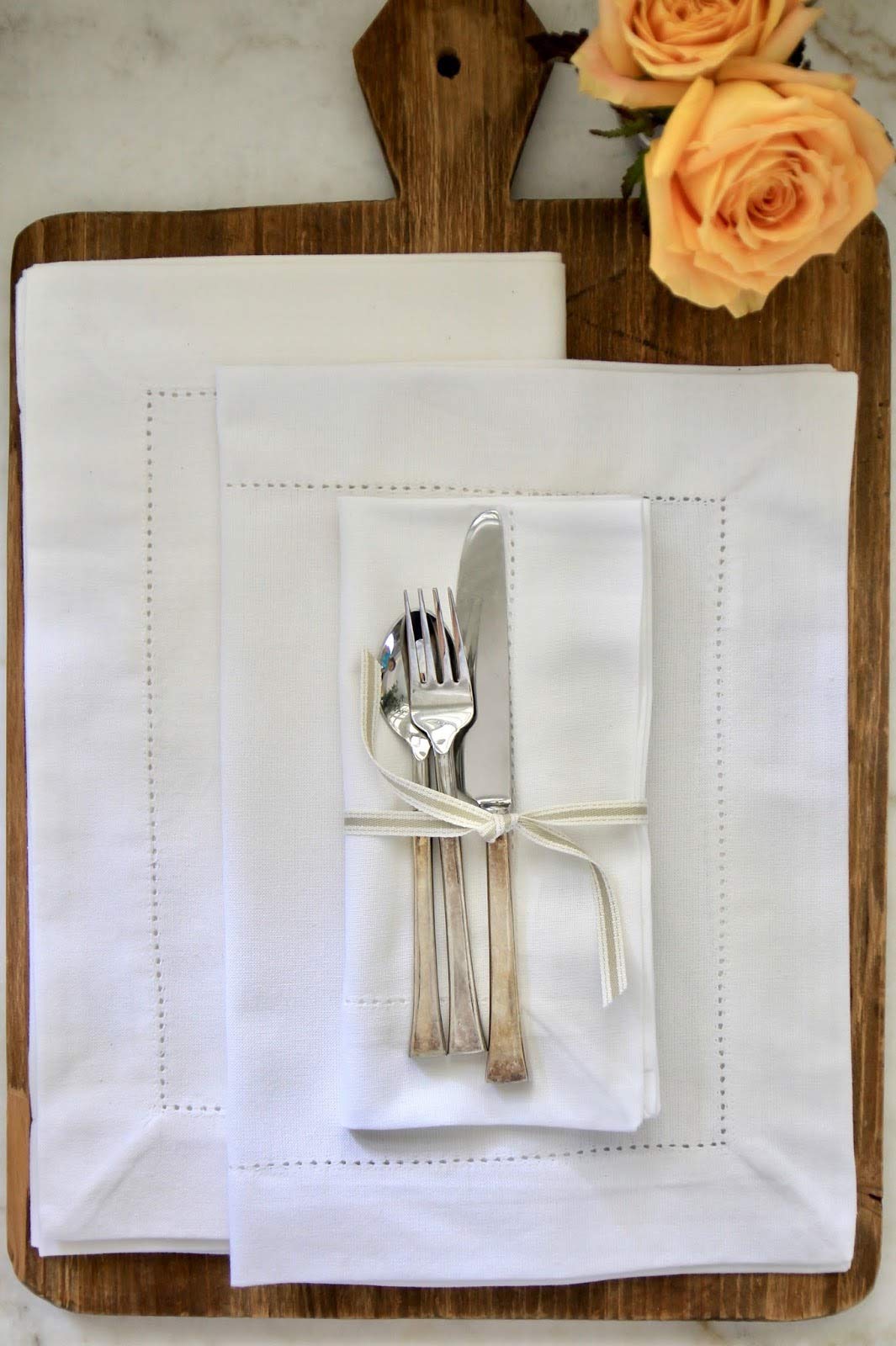 Fennco Styles Handmade Basic Hemstitch Border Linen-Cotton Tablecloth