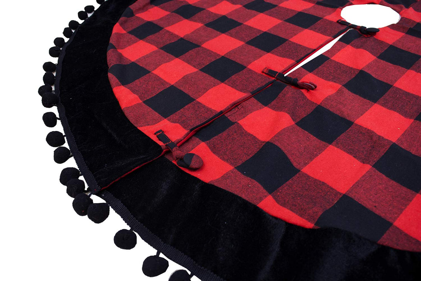 Fennco Styles Red & Black Buffalo Plaid Christmas Tree Skirt 53" Round - Holiday Tree Skirt for Home, Christmas Tree, Winter Festivals, Office, School Décor