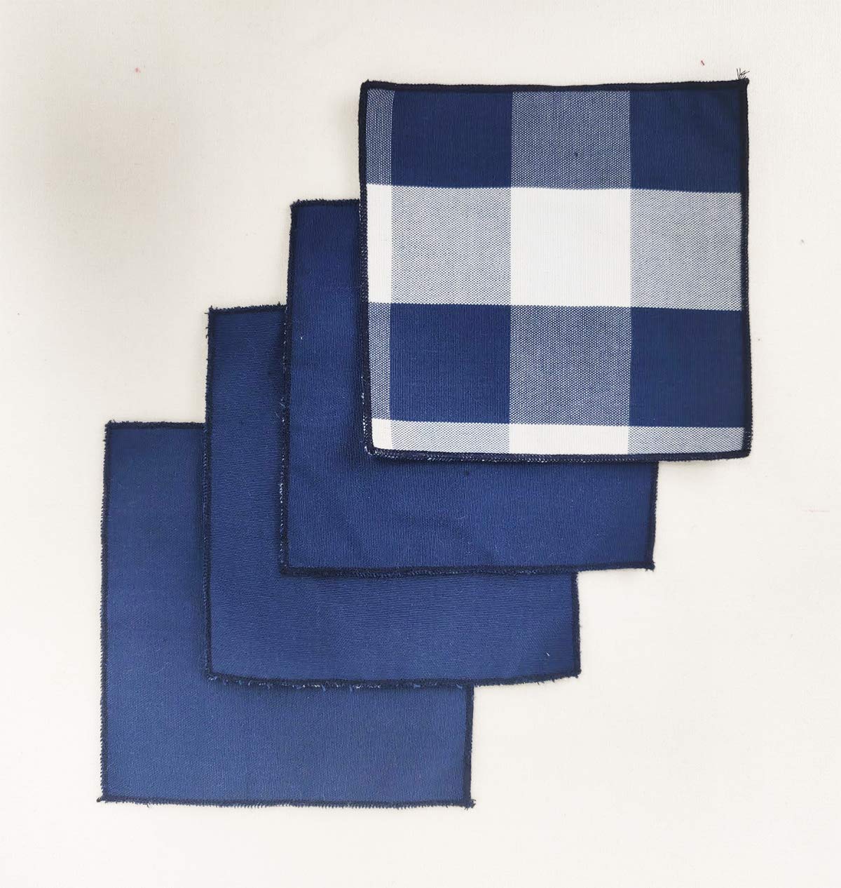 Fennco Styles Buffalo Check Double Layers Reversible Coasters 6"W x 6"L, Set of 4 - Handmade in USA - Plaid Cocktail Napkins for Everyday Use and Special Occasion